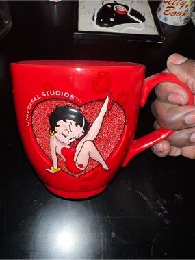 Betty Boop Red Glitter Heart Ceramic Coffee Mug